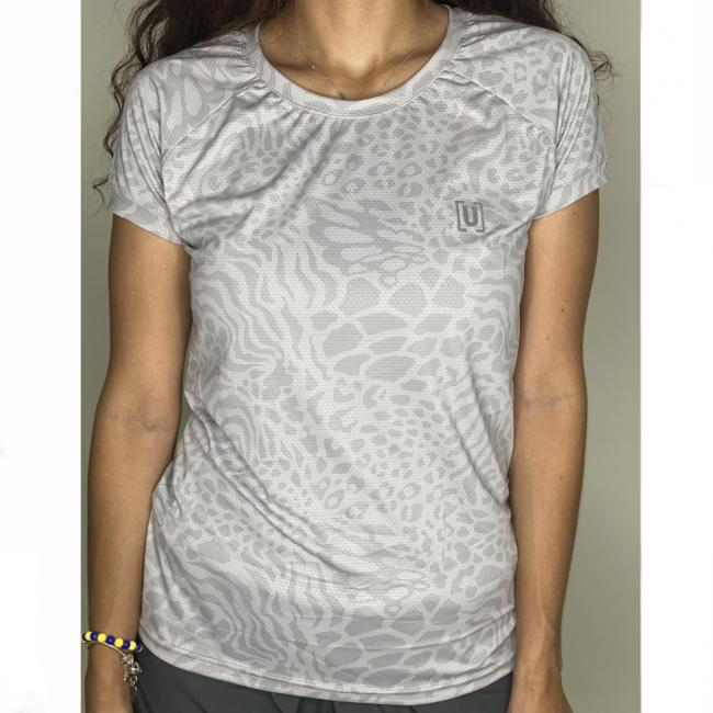 REMERA U SPORT BASICA GRIS ANIMAL PRINT