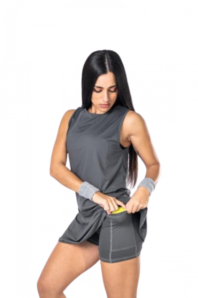 SHORT POLLERA PRANA GRIS
