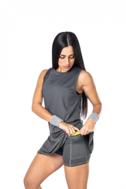 SHORT POLLERA PRANA GRIS